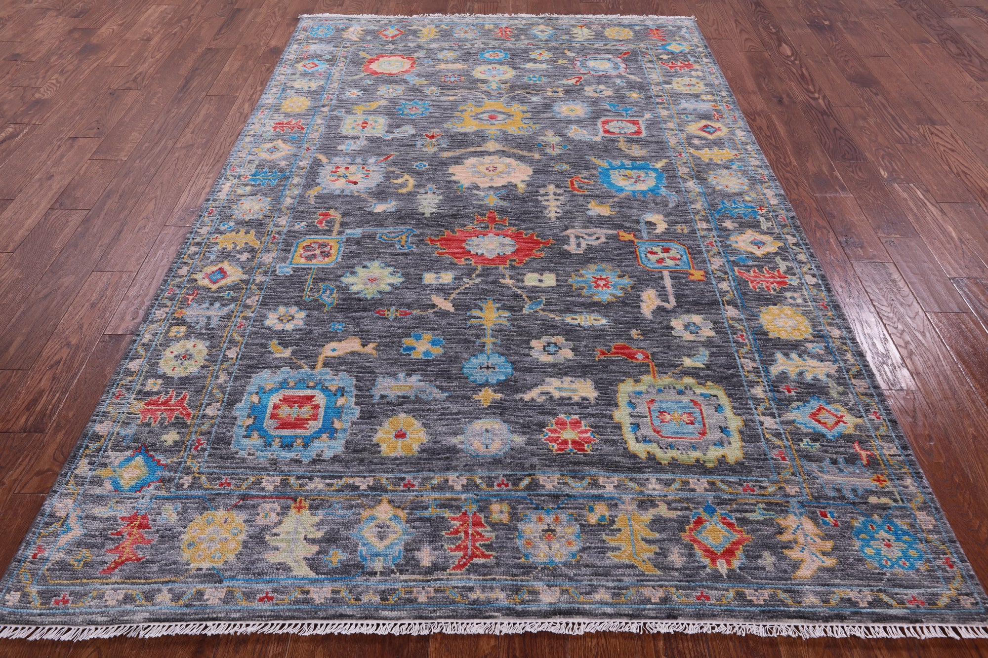 Grey Turkish Oushak Handmade Wool Rug - 6' 1" X 9' 1" - Golden Nile