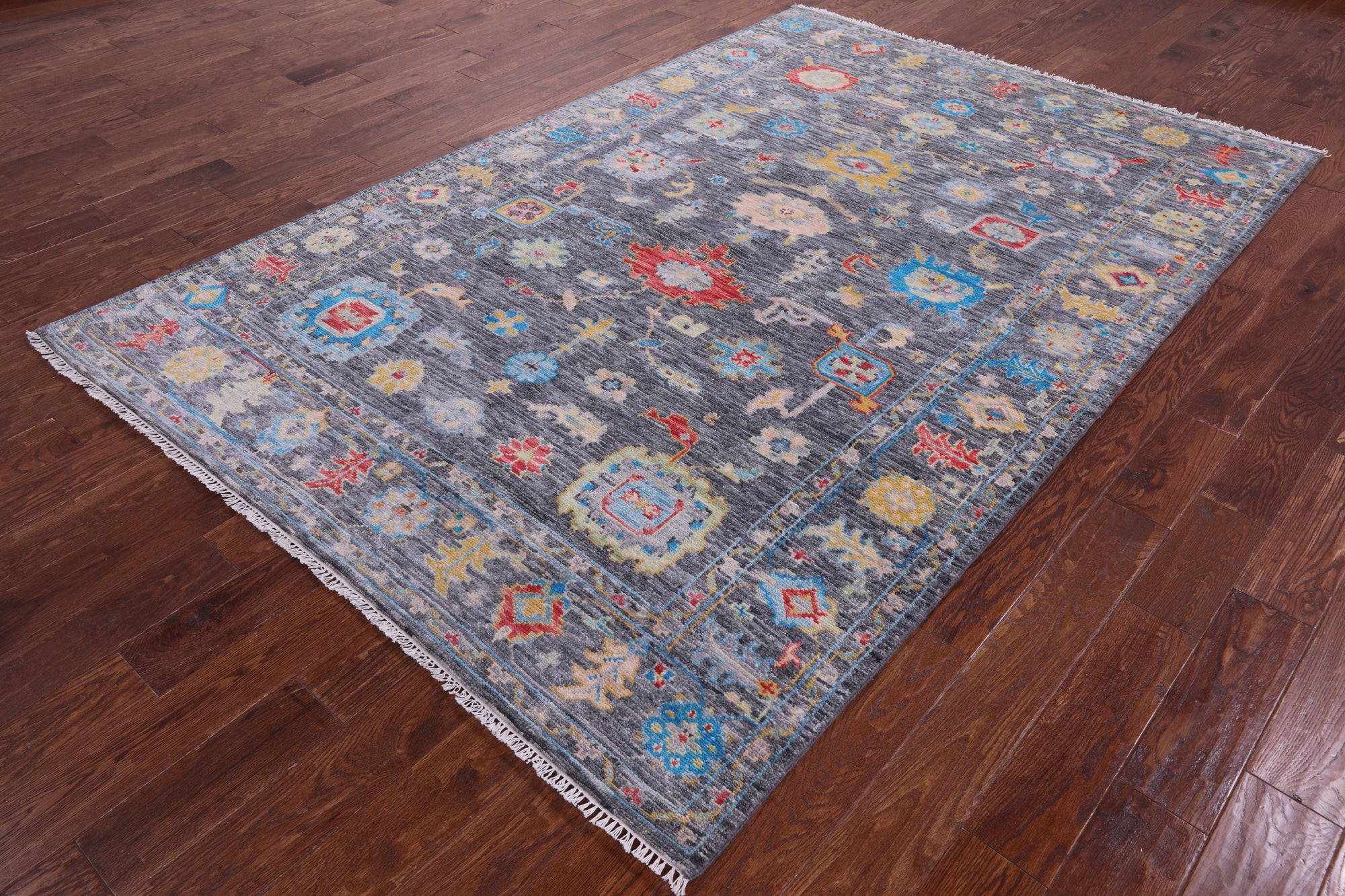 Grey Turkish Oushak Handmade Wool Rug - 6' 1" X 9' 1" - Golden Nile