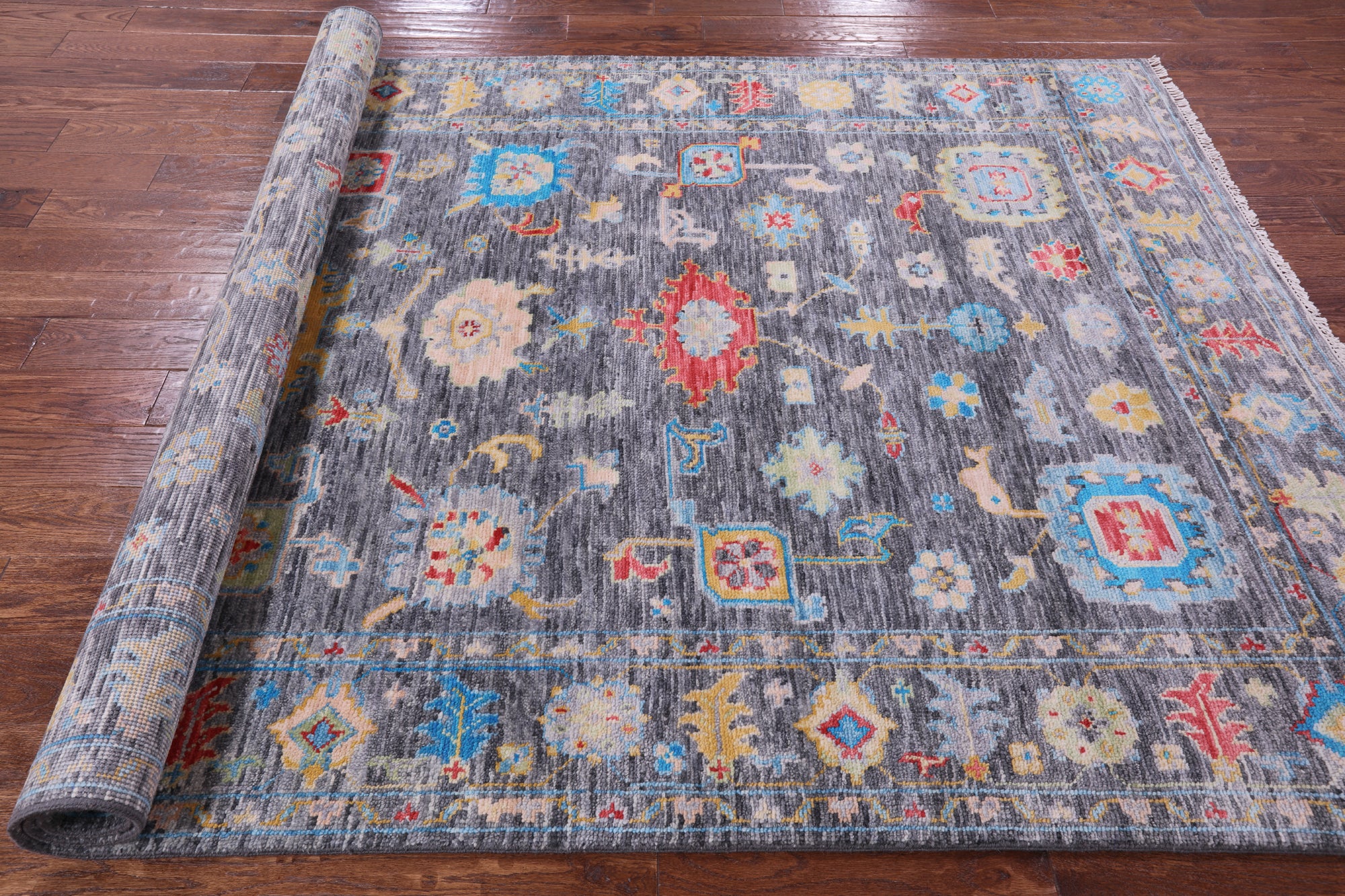 Grey Turkish Oushak Handmade Wool Rug - 6' 1" X 9' 1" - Golden Nile