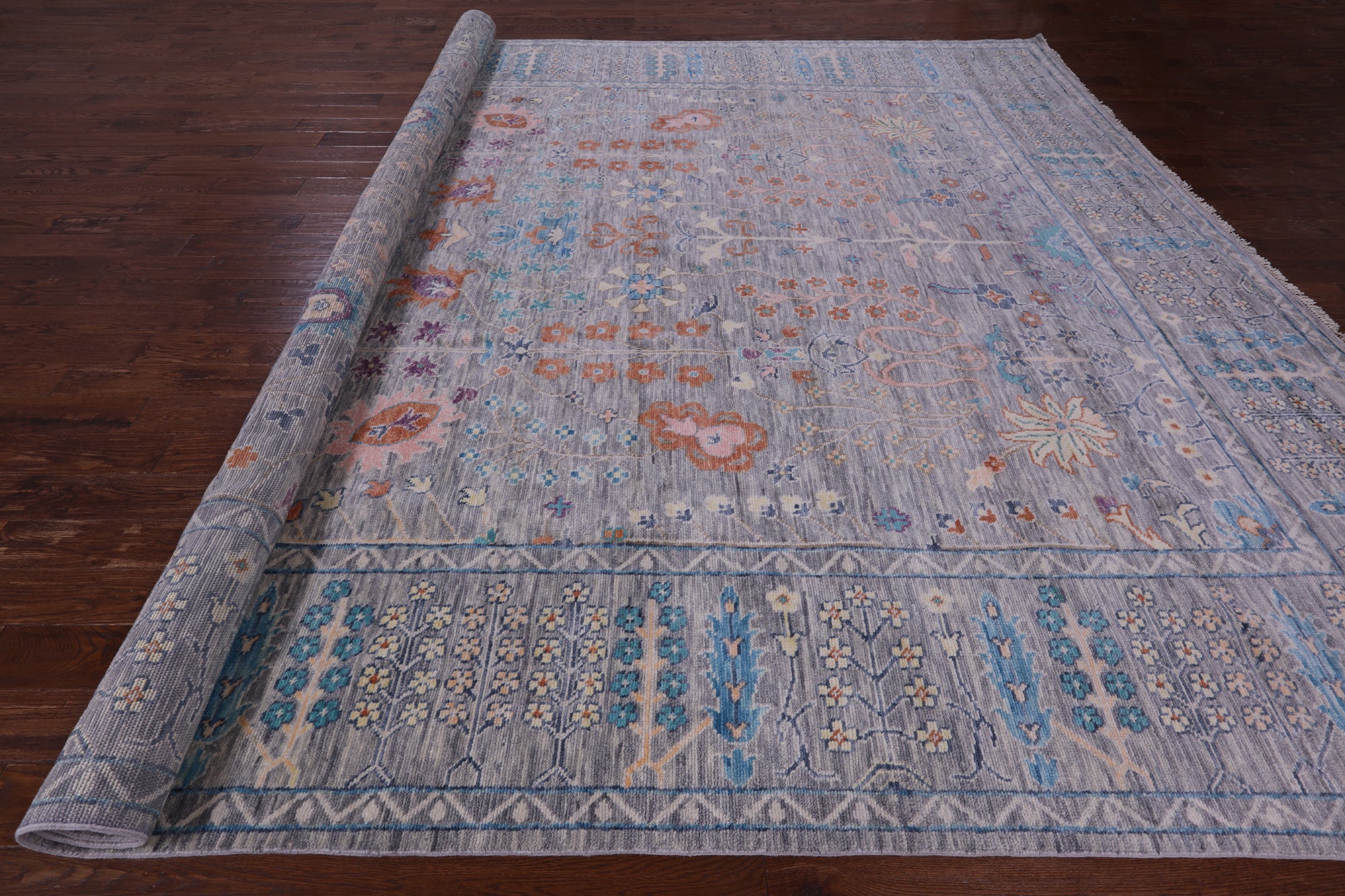 Grey Turkish Oushak Hand Knotted Wool Rug - 11' 11" X 14' 10" - Golden Nile