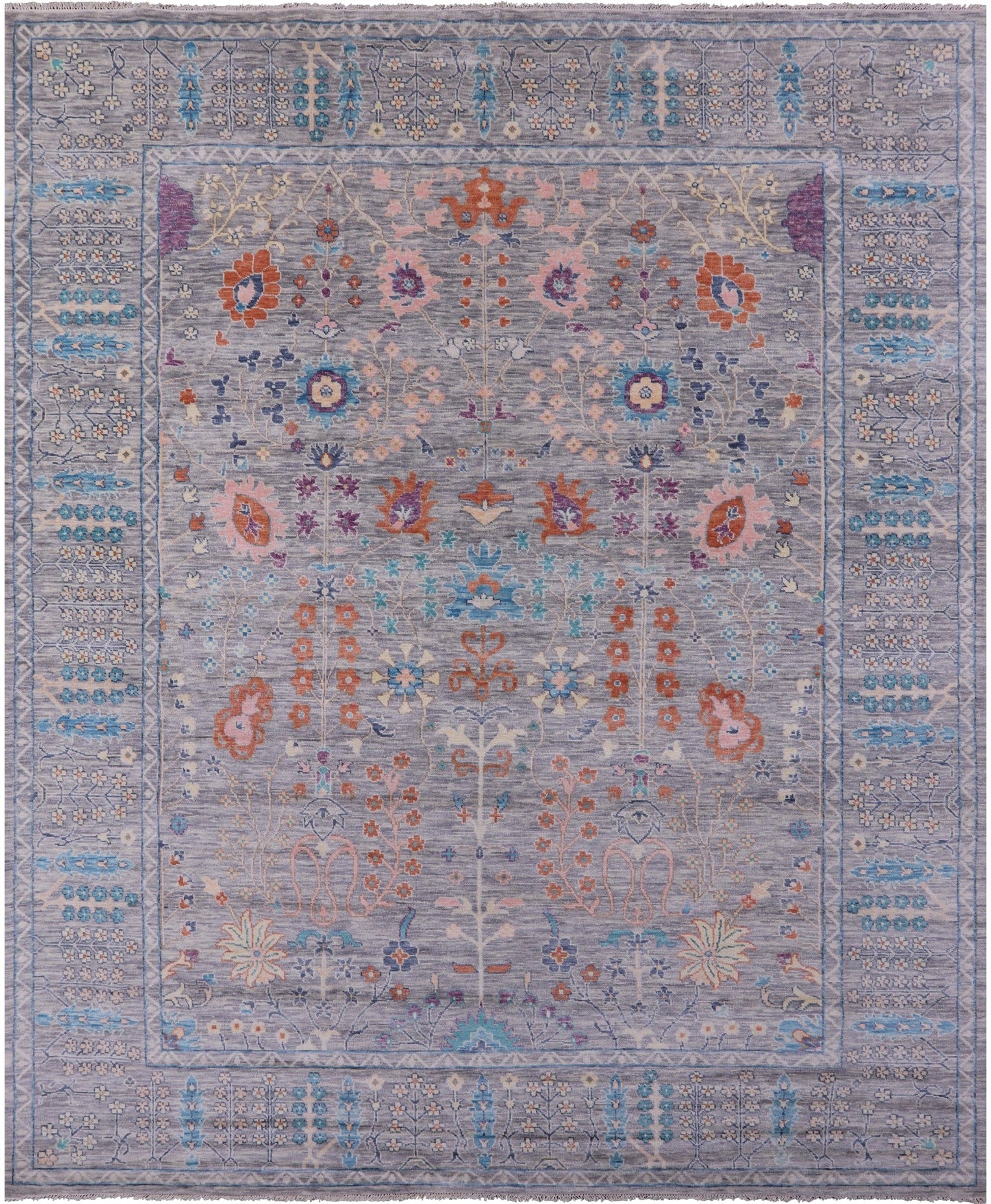 Grey Turkish Oushak Hand Knotted Wool Rug - 11' 11" X 14' 10" - Golden Nile