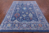 Blue Turkish Oushak Hand Knotted Wool Rug - 8' 1" X 9' 9" - Golden Nile