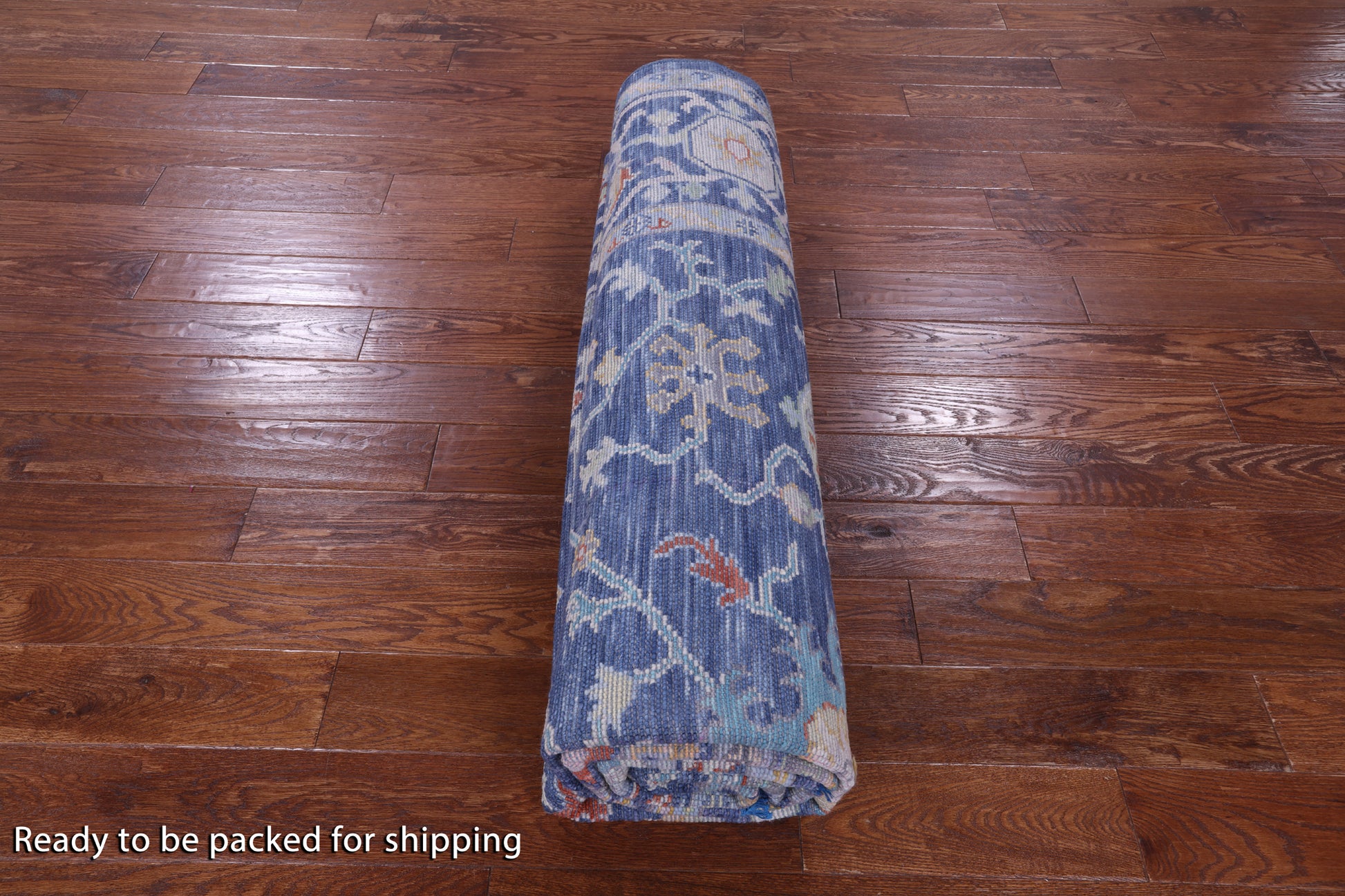 Blue Turkish Oushak Hand Knotted Wool Rug - 8' 1" X 9' 9" - Golden Nile