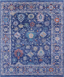 Blue Turkish Oushak Hand Knotted Wool Rug - 8' 1" X 9' 9" - Golden Nile