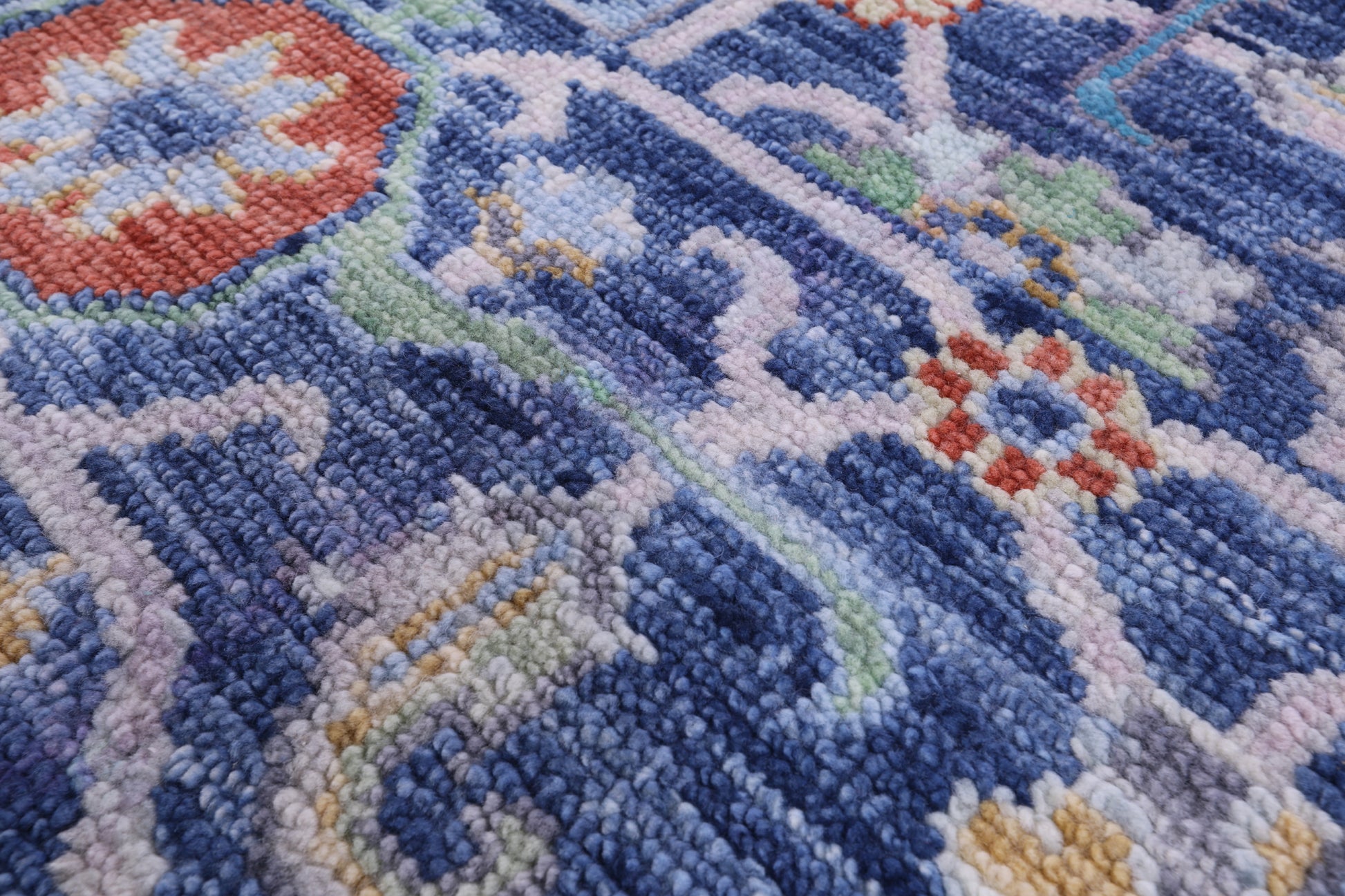 Blue Turkish Oushak Hand Knotted Wool Rug - 8' 1" X 9' 9" - Golden Nile