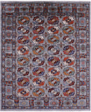 Grey Turkmen Ersari Hand Knotted Wool Rug - 8' 1" X 9' 9" - Golden Nile