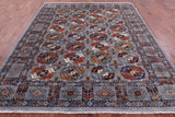 Grey Turkmen Ersari Hand Knotted Wool Rug - 8' 1" X 9' 9" - Golden Nile