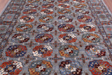 Grey Turkmen Ersari Hand Knotted Wool Rug - 8' 1" X 9' 9" - Golden Nile