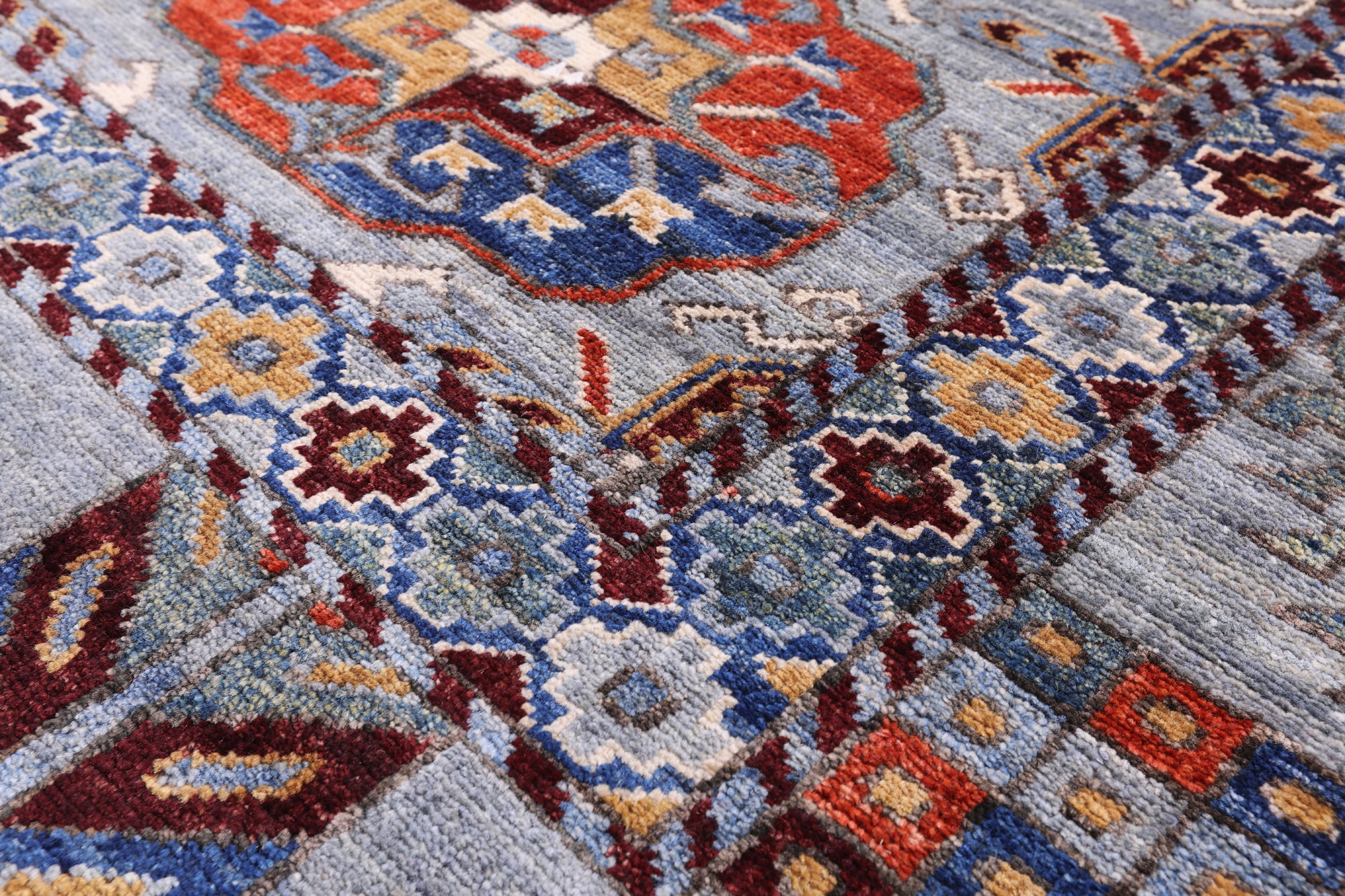 Grey Turkmen Ersari Hand Knotted Wool Rug - 8' 1" X 9' 9" - Golden Nile