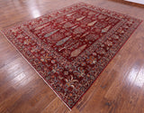 Red Tribal Persian Gabbeh Hand Knotted Wool Rug - 9' 0" X 12' 0" - Golden Nile