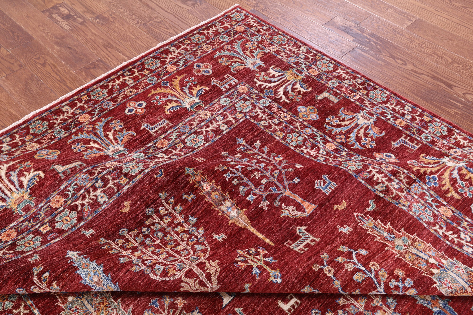 Red Tribal Persian Gabbeh Hand Knotted Wool Rug - 9' 0" X 12' 0" - Golden Nile