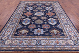 Blue Super Kazak Hand Knotted Wool Rug - 8' 0" X 10' 2" - Golden Nile