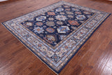 Blue Super Kazak Hand Knotted Wool Rug - 8' 0" X 10' 2" - Golden Nile