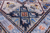 Blue Super Kazak Hand Knotted Wool Rug - 8' 0" X 10' 2" - Golden Nile