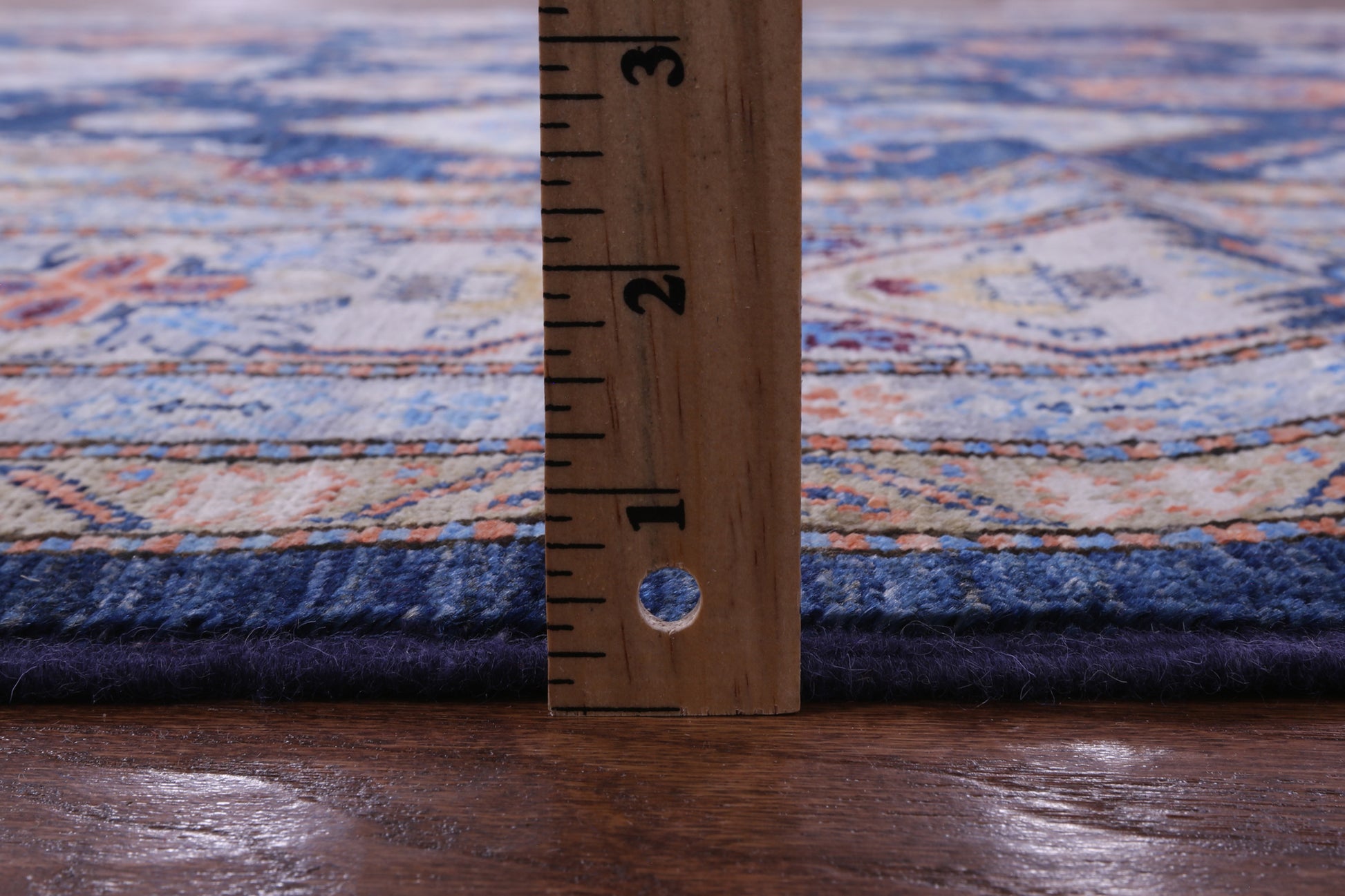 Blue Super Kazak Hand Knotted Wool Rug - 8' 0" X 10' 2" - Golden Nile