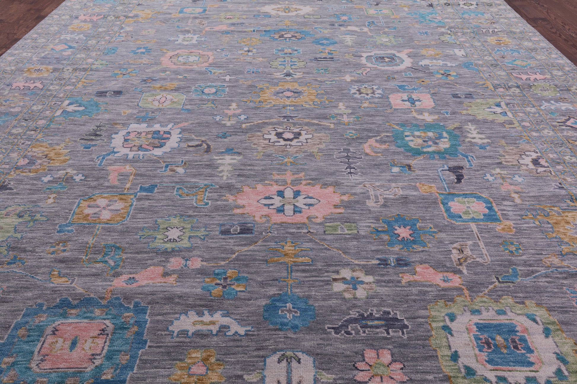 Grey Turkish Oushak Hand Knotted Wool Rug - 12' 1" X 17' 10" - Golden Nile
