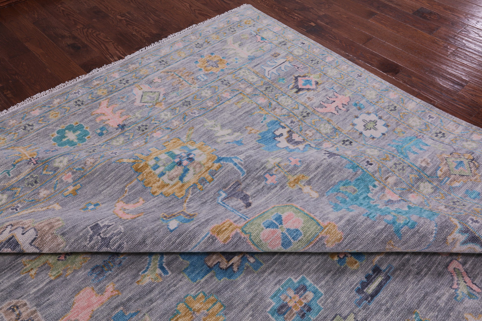 Grey Turkish Oushak Hand Knotted Wool Rug - 12' 1" X 17' 10" - Golden Nile