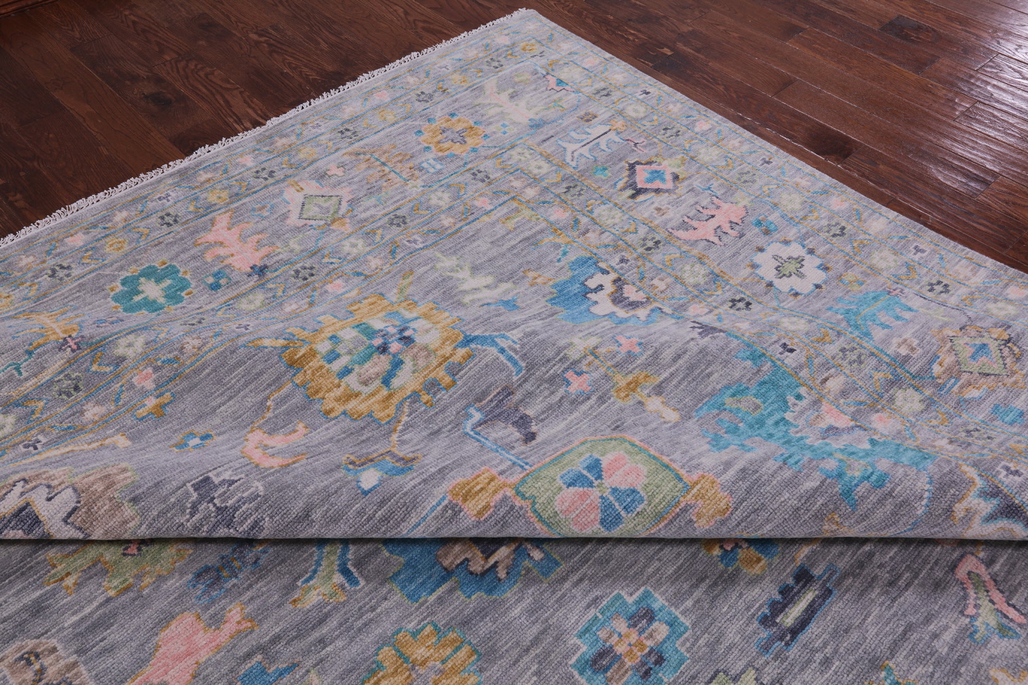 Grey Turkish Oushak Hand Knotted Wool Rug - 12' 1" X 17' 10" - Golden Nile