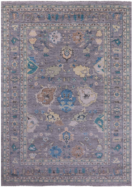 Grey Turkish Oushak Hand Knotted Wool Rug - 10' 1" X 14' 3" - Golden Nile
