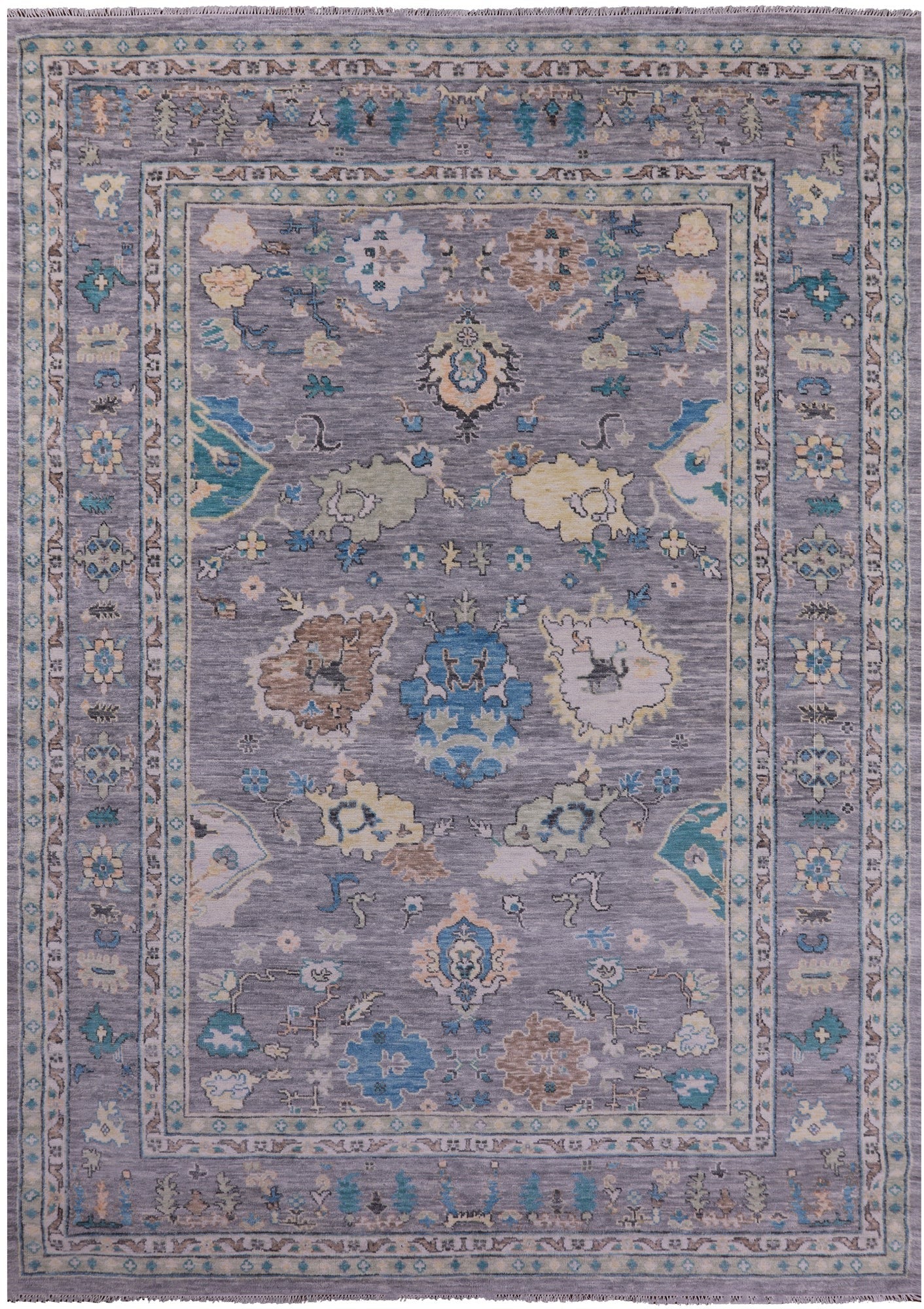 Grey Turkish Oushak Hand Knotted Wool Rug - 10' 1" X 14' 3" - Golden Nile