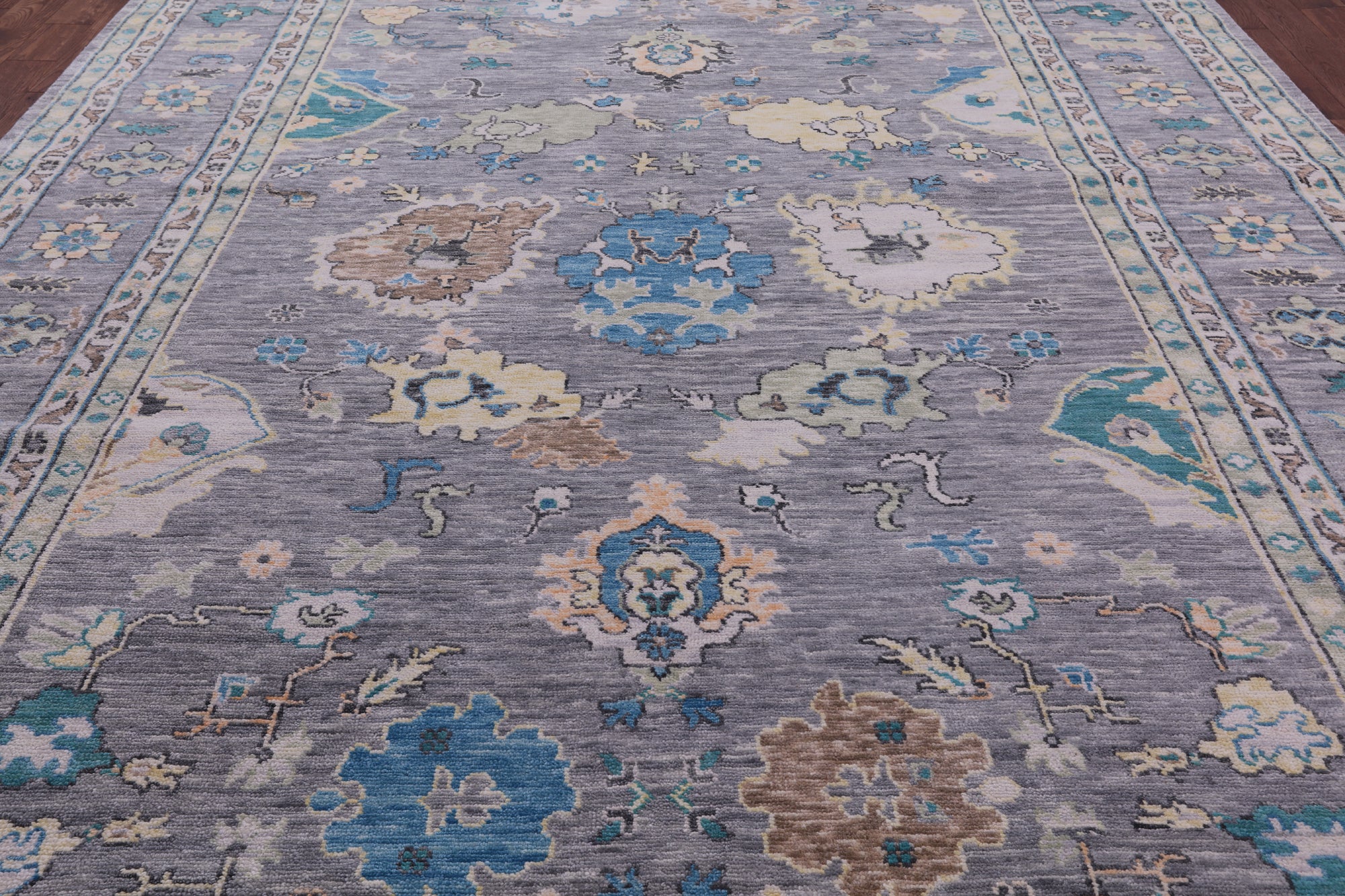 Grey Turkish Oushak Hand Knotted Wool Rug - 10' 1" X 14' 3" - Golden Nile