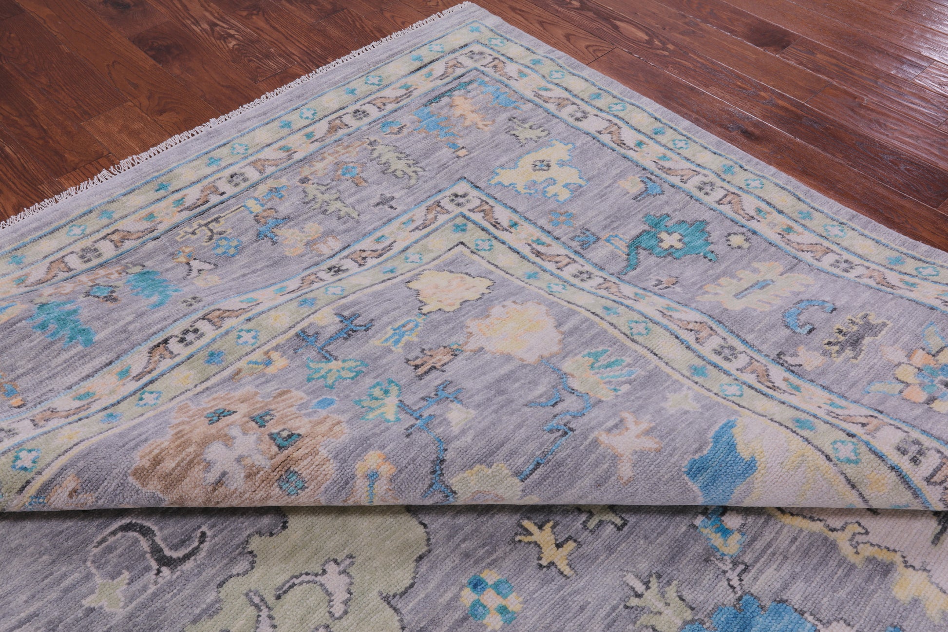 Grey Turkish Oushak Hand Knotted Wool Rug - 10' 1" X 14' 3" - Golden Nile