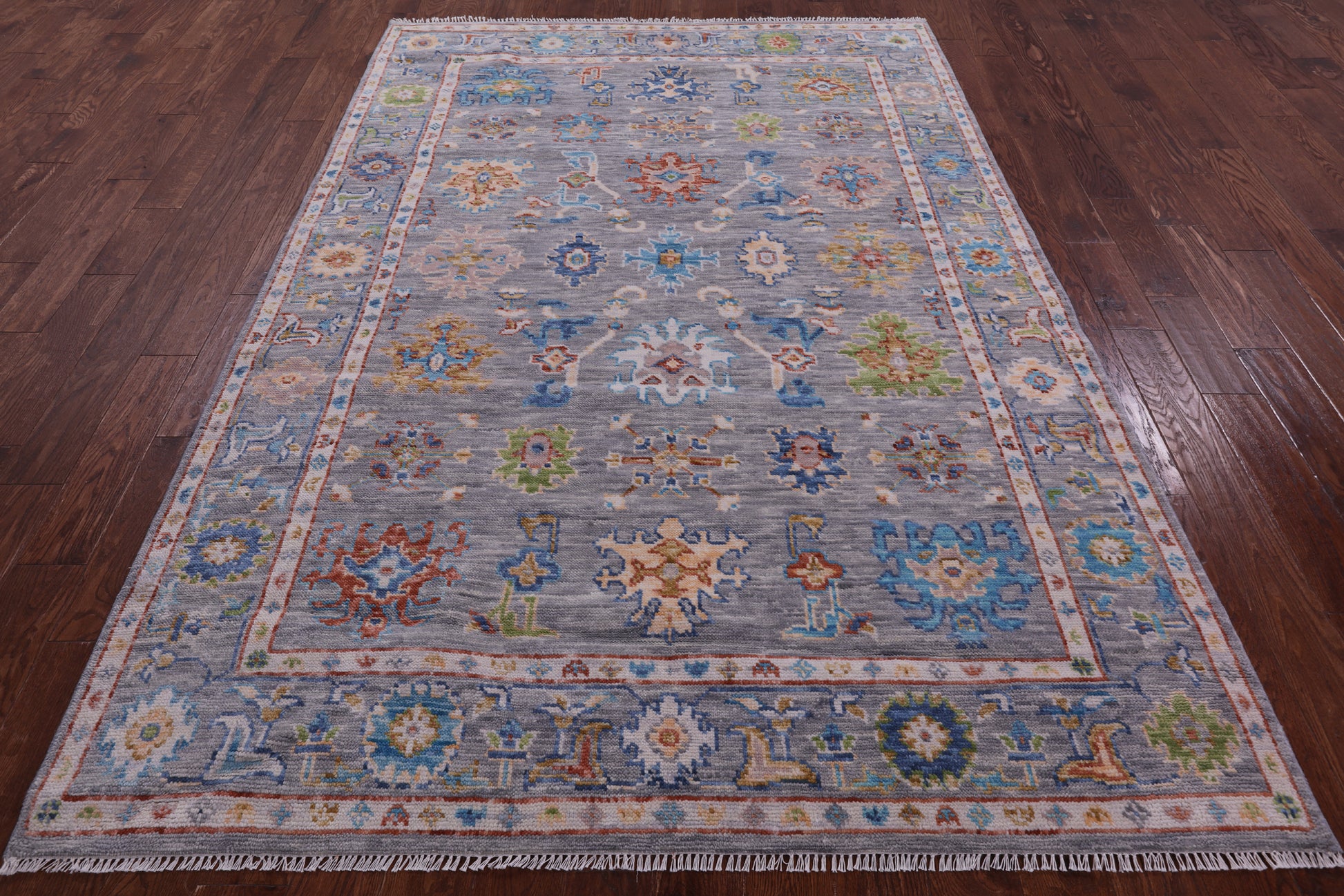 Grey Turkish Oushak Hand Knotted Wool Rug - 6' 3" X 9' 1" - Golden Nile