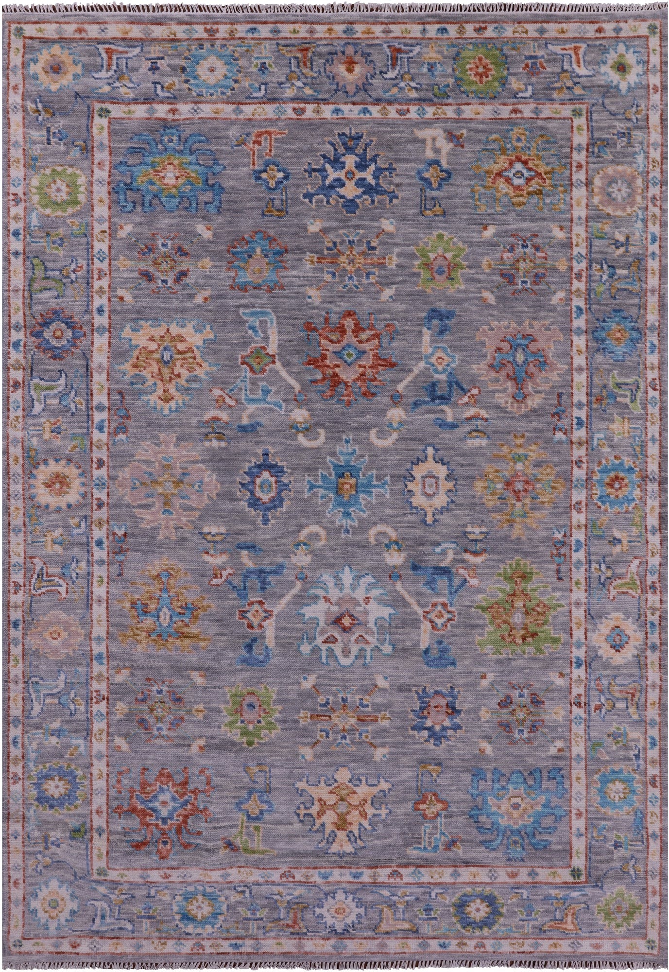 Grey Turkish Oushak Hand Knotted Wool Rug - 6' 3" X 9' 1" - Golden Nile