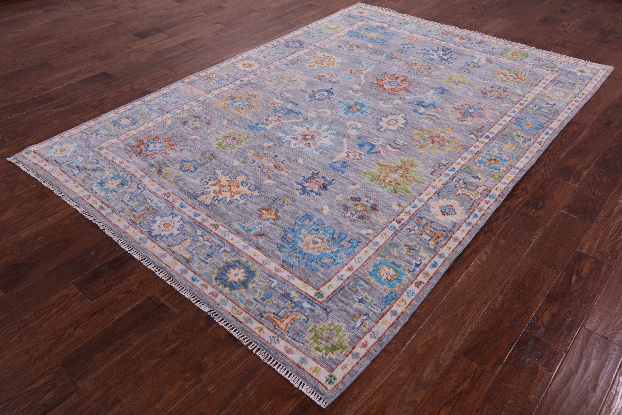Grey Turkish Oushak Hand Knotted Wool Rug - 6' 3" X 9' 1" - Golden Nile