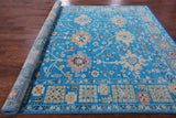 Blue Turkish Oushak Hand Knotted Wool Rug - 8' 1" X 10' 2" - Golden Nile