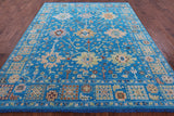 Blue Turkish Oushak Hand Knotted Wool Rug - 8' 1" X 10' 2" - Golden Nile