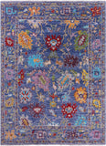 Blue Turkish Oushak Hand Knotted Wool Rug - 8' 11" X 12' 0" - Golden Nile