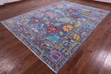 Blue Turkish Oushak Hand Knotted Wool Rug - 8' 11" X 12' 0" - Golden Nile