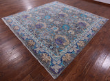 Grey Square William Morris Hand Knotted Wool Rug - 9' 11" X 9' 11" - Golden Nile