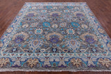 Grey Square William Morris Hand Knotted Wool Rug - 9' 11" X 9' 11" - Golden Nile