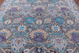 Grey Square William Morris Hand Knotted Wool Rug - 9' 11" X 9' 11" - Golden Nile