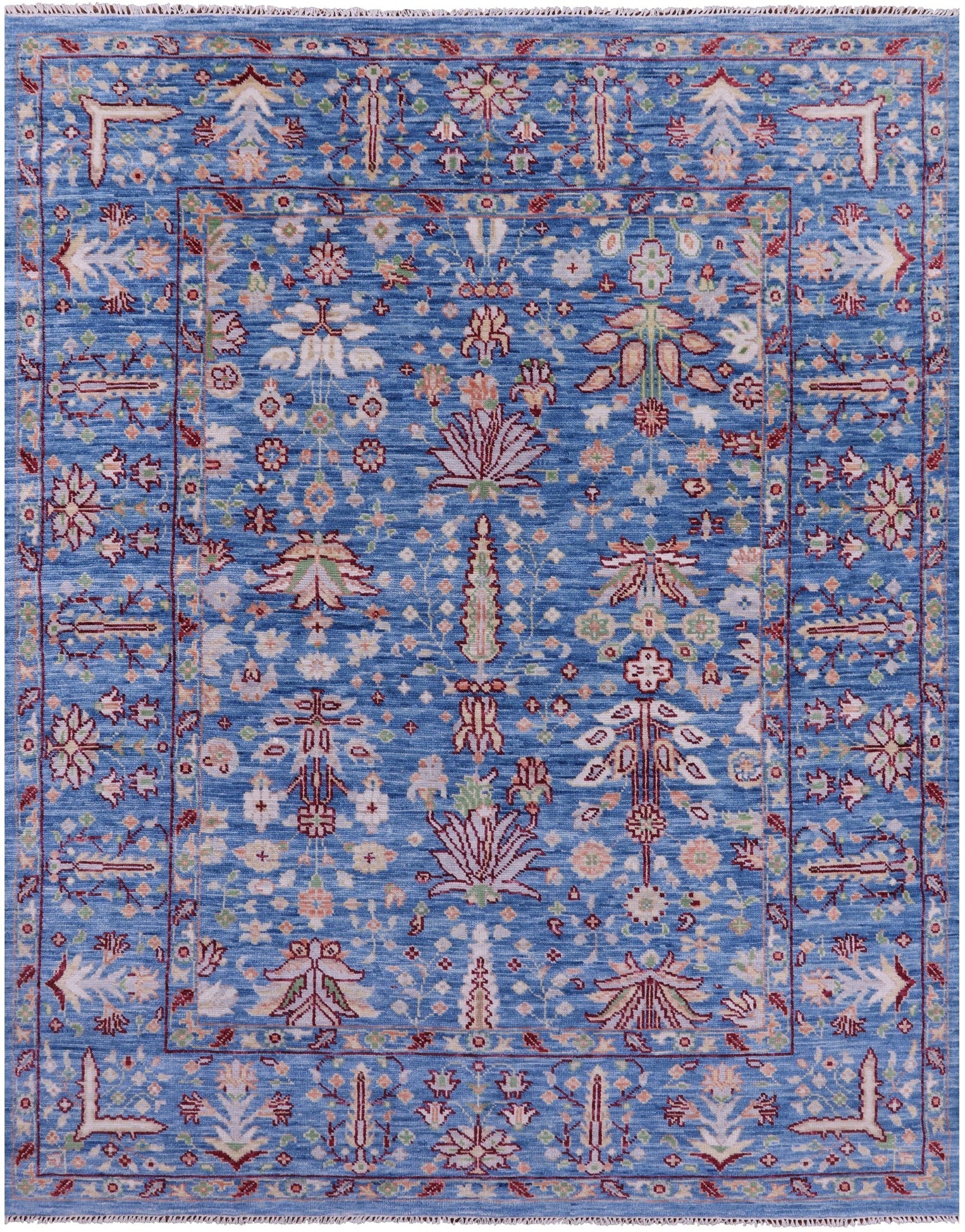 Blue Turkish Oushak Hand Knotted Wool Rug - 8' 4" X 10' 3" - Golden Nile