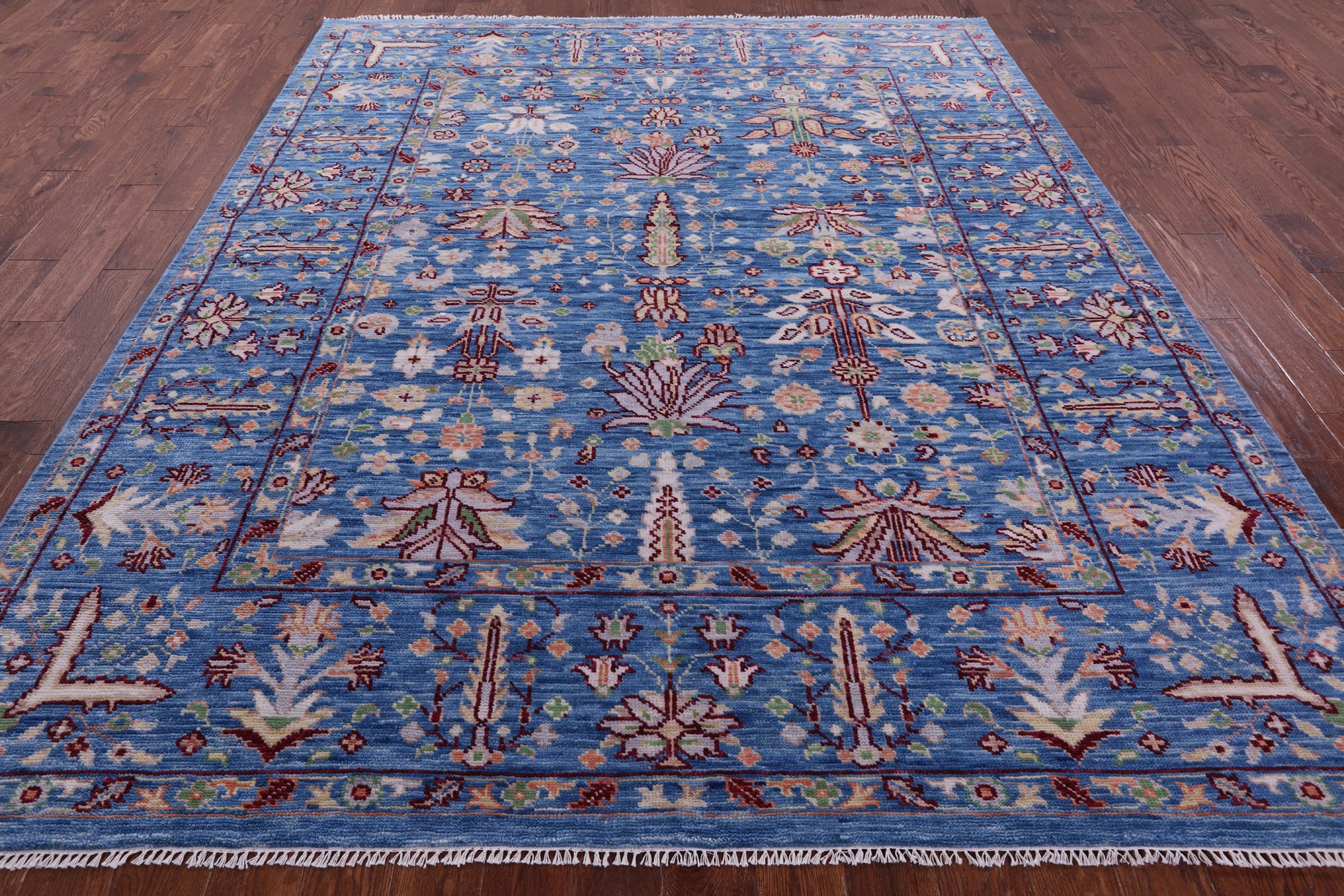 Blue Turkish Oushak Hand Knotted Wool Rug - 8' 4" X 10' 3" - Golden Nile