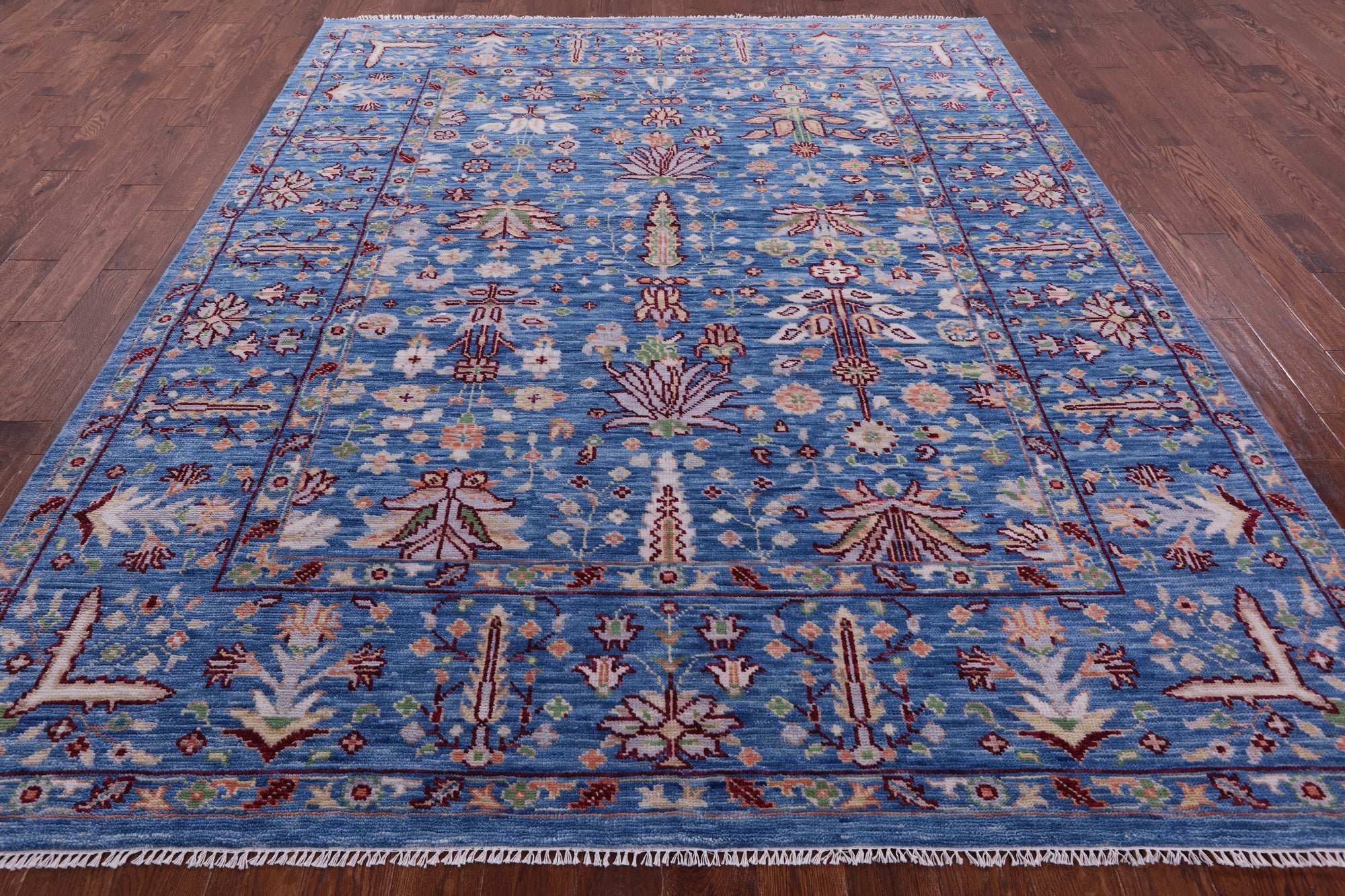 Blue Turkish Oushak Hand Knotted Wool Rug - 8' 4" X 10' 3" - Golden Nile