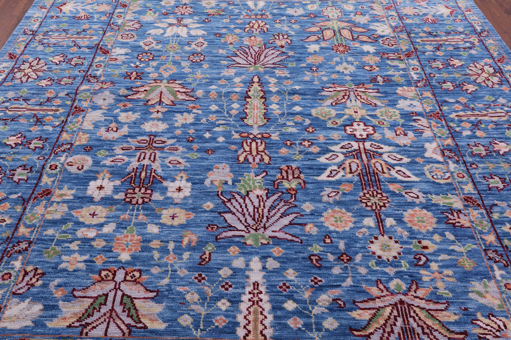 Blue Turkish Oushak Hand Knotted Wool Rug - 8' 4" X 10' 3" - Golden Nile