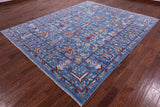 Blue Turkish Oushak Hand Knotted Wool Rug - 8' 4" X 10' 3" - Golden Nile