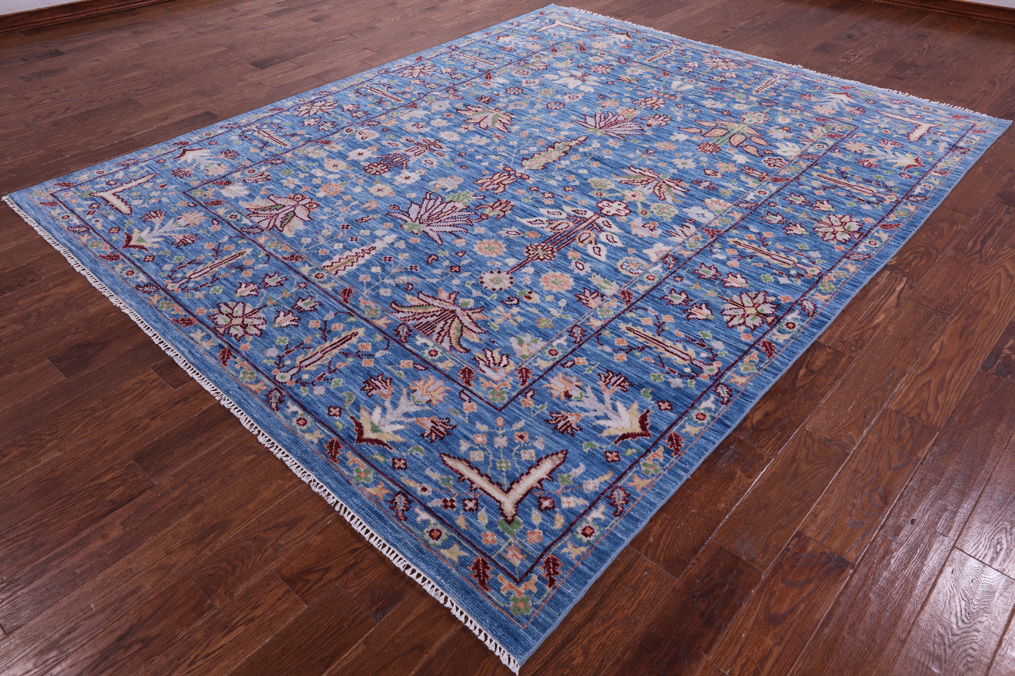Blue Turkish Oushak Hand Knotted Wool Rug - 8' 4" X 10' 3" - Golden Nile