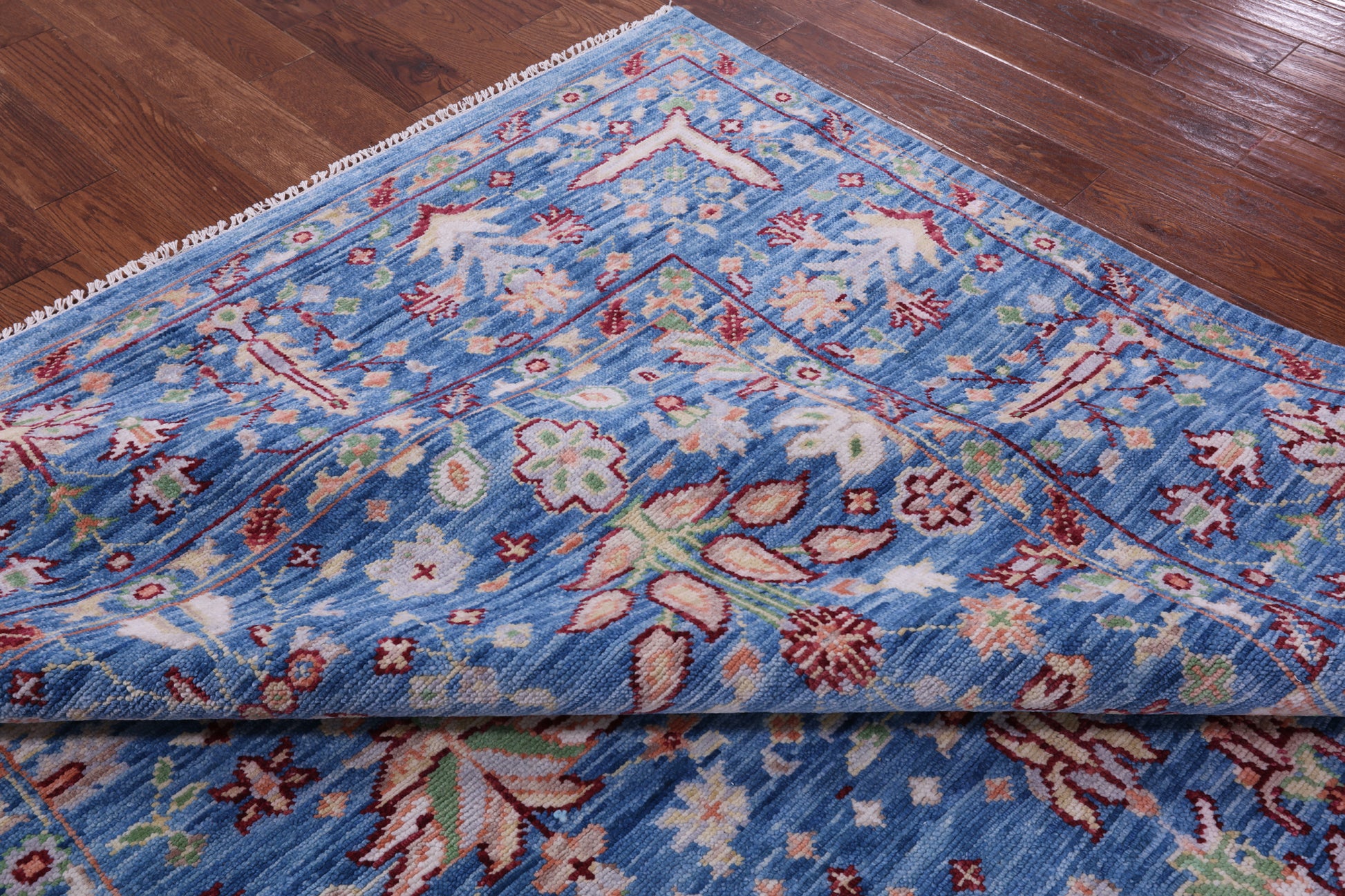 Blue Turkish Oushak Hand Knotted Wool Rug - 8' 4" X 10' 3" - Golden Nile