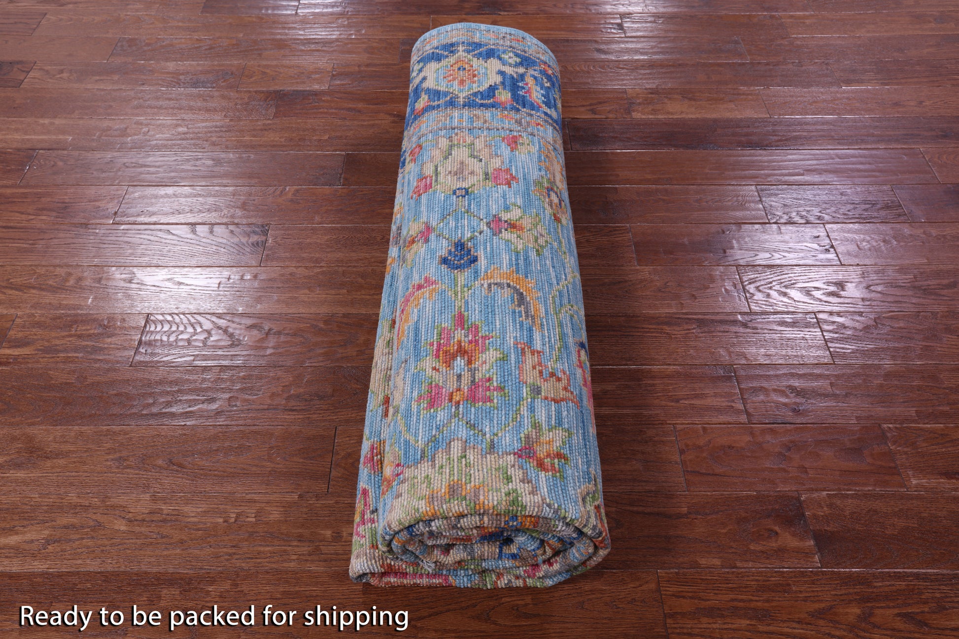 Blue Persian Fine Serapi Hand Knotted Wool Rug - 8' 0" X 9' 10" - Golden Nile