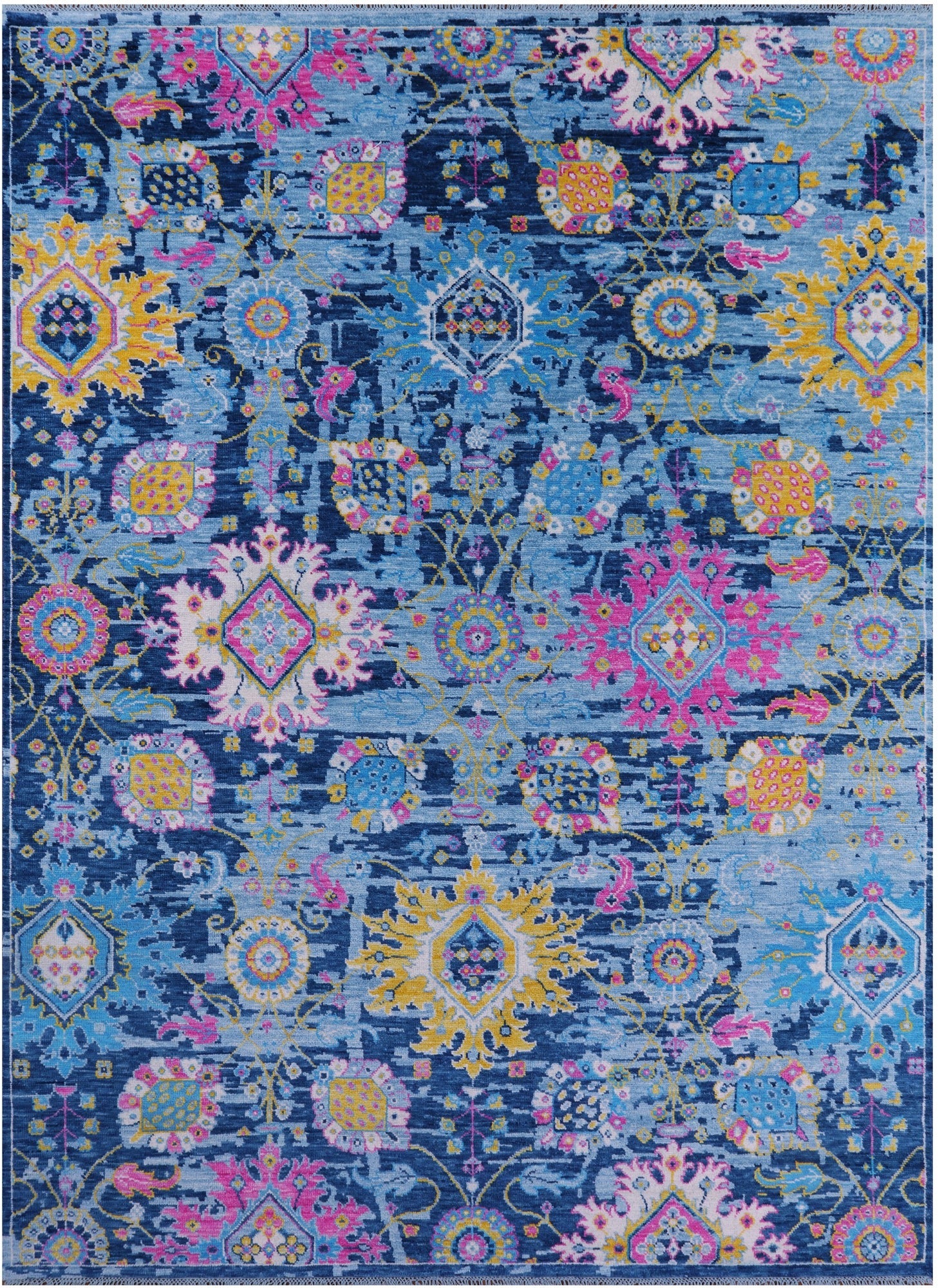 Blue Turkish Oushak Handmade Wool Rug - 9' 1" X 12' 2" - Golden Nile