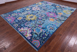 Blue Turkish Oushak Handmade Wool Rug - 9' 1" X 12' 2" - Golden Nile