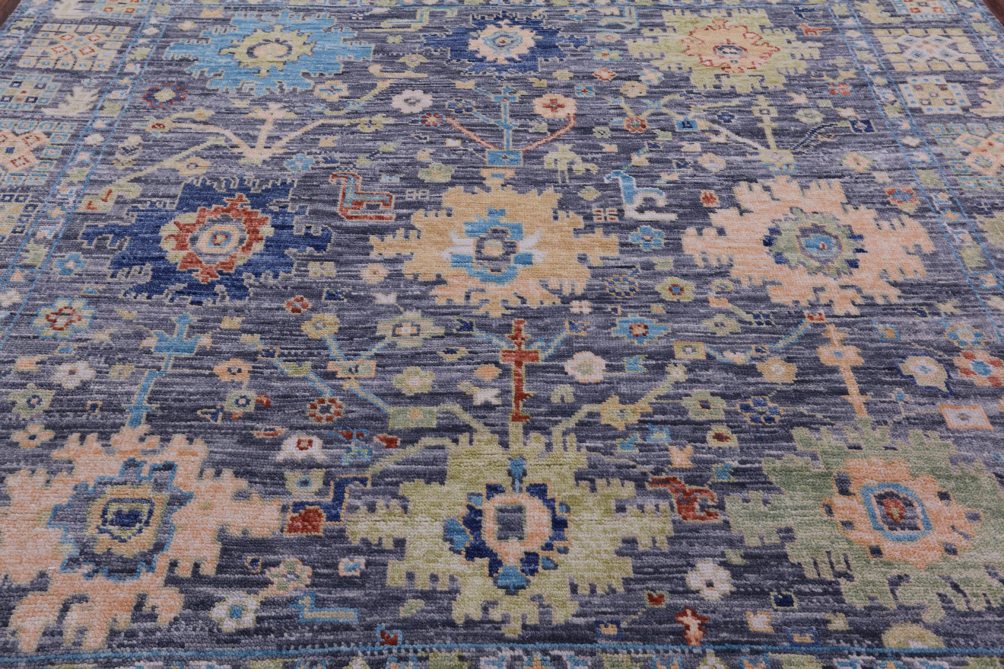 Grey Square Turkish Oushak Hand Knotted Wool Rug - 8' 0" X 8' 4" - Golden Nile