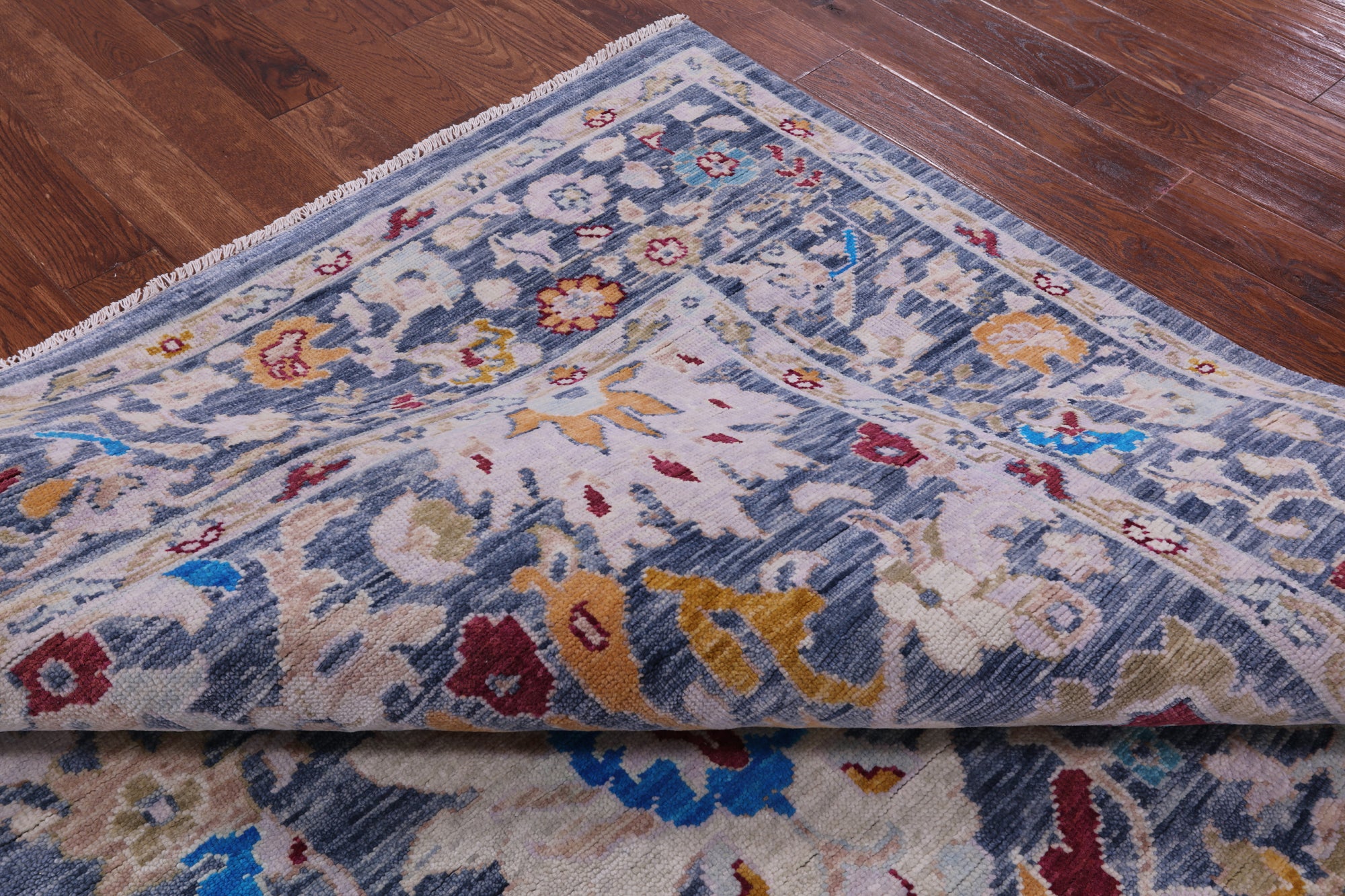 Grey Square Turkish Oushak Hand Knotted Wool Rug - 8' 9" X 9' 0" - Golden Nile