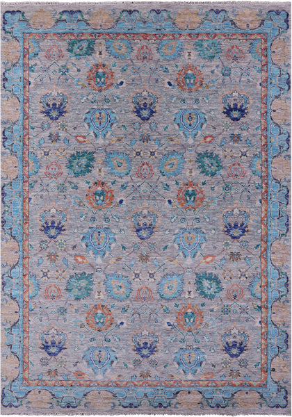 Grey William Morris Hand Knotted Wool Rug - 9' 11" X 14' 2" - Golden Nile