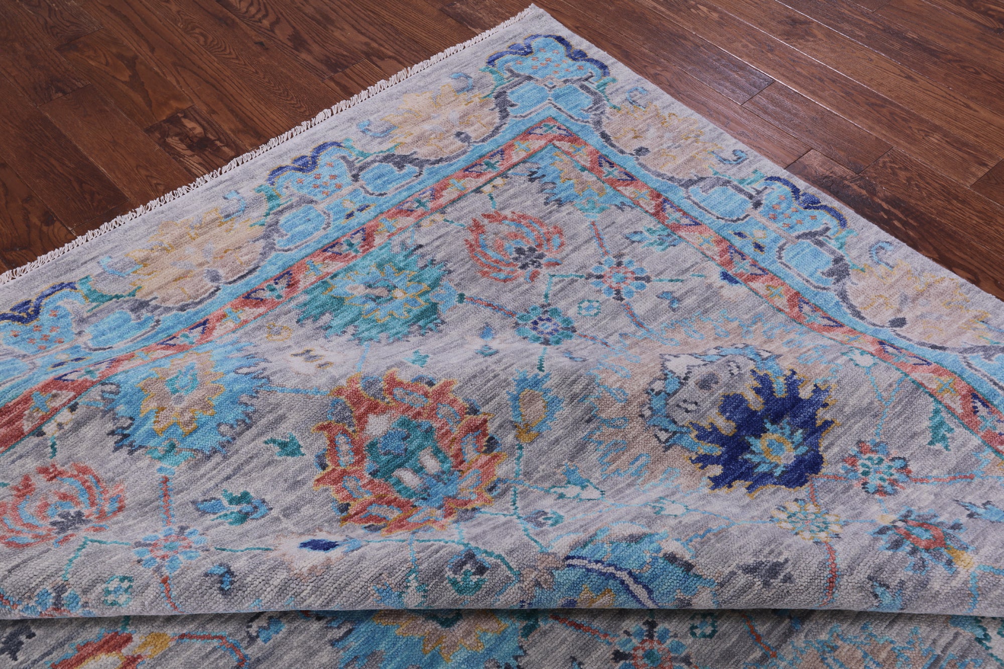 Grey William Morris Hand Knotted Wool Rug - 9' 11" X 14' 2" - Golden Nile